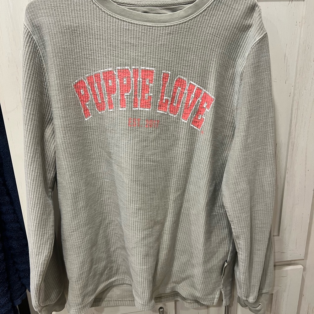 Puppie Love Women's Gray Crew Neck Sweater